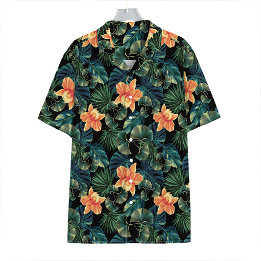 Tropical Leaf And Hawaiian Flower Print Hawaiian Shirt
