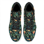 Tropical Leaf And Hawaiian Flower Print High Top Leather Sneakers