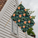 Tropical Leaf And Hawaiian Flower Print House Flag