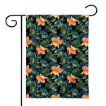 Tropical Leaf And Hawaiian Flower Print House Flag