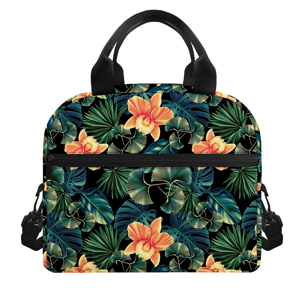 Tropical Leaf And Hawaiian Flower Print Insulated Lunch Bag