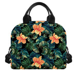 Tropical Leaf And Hawaiian Flower Print Insulated Lunch Bag