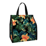 Tropical Leaf And Hawaiian Flower Print Insulated Lunch Tote