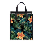 Tropical Leaf And Hawaiian Flower Print Insulated Lunch Tote