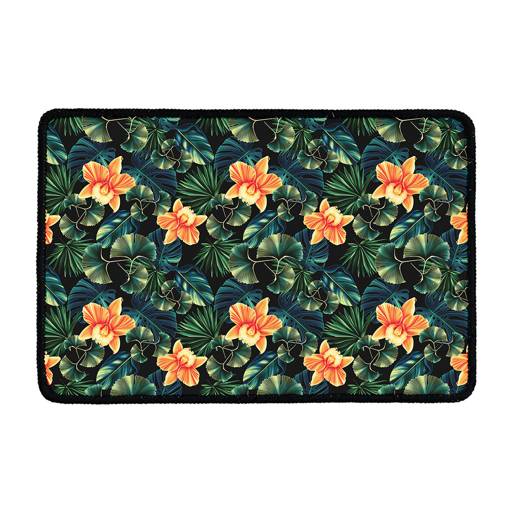 Tropical Leaf And Hawaiian Flower Print Kitchen Mat