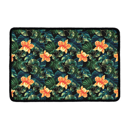 Tropical Leaf And Hawaiian Flower Print Kitchen Mat