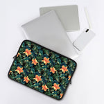 Tropical Leaf And Hawaiian Flower Print Laptop Sleeve