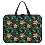 Tropical Leaf And Hawaiian Flower Print Laptop Sleeve With Handle