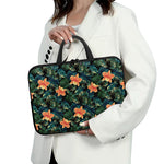 Tropical Leaf And Hawaiian Flower Print Laptop Sleeve With Handle