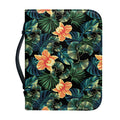 Tropical Leaf And Hawaiian Flower Print Leather Bible Cover