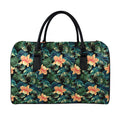 Tropical Leaf And Hawaiian Flower Print Leather Duffel Bag