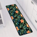 Tropical Leaf And Hawaiian Flower Print Long Kitchen Mat