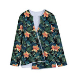 Tropical Leaf And Hawaiian Flower Print Long Sleeve Short Coat