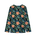 Tropical Leaf And Hawaiian Flower Print Long Sleeve Short Coat