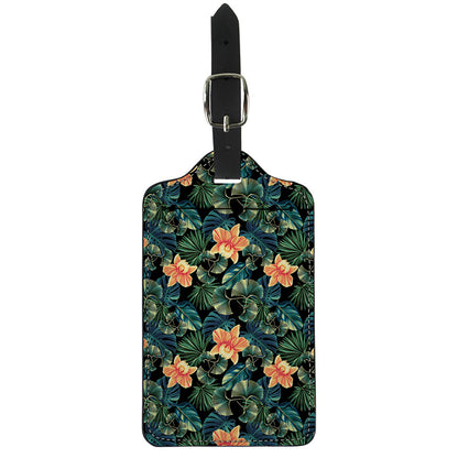 Tropical Leaf And Hawaiian Flower Print Luggage Tag