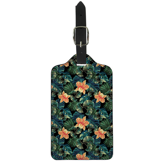 Tropical Leaf And Hawaiian Flower Print Luggage Tag