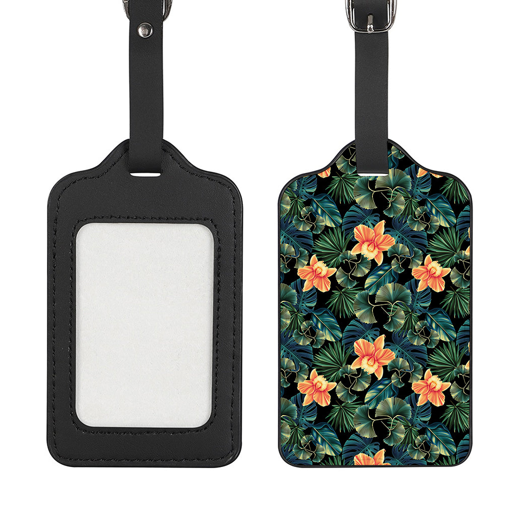 Tropical Leaf And Hawaiian Flower Print Luggage Tag