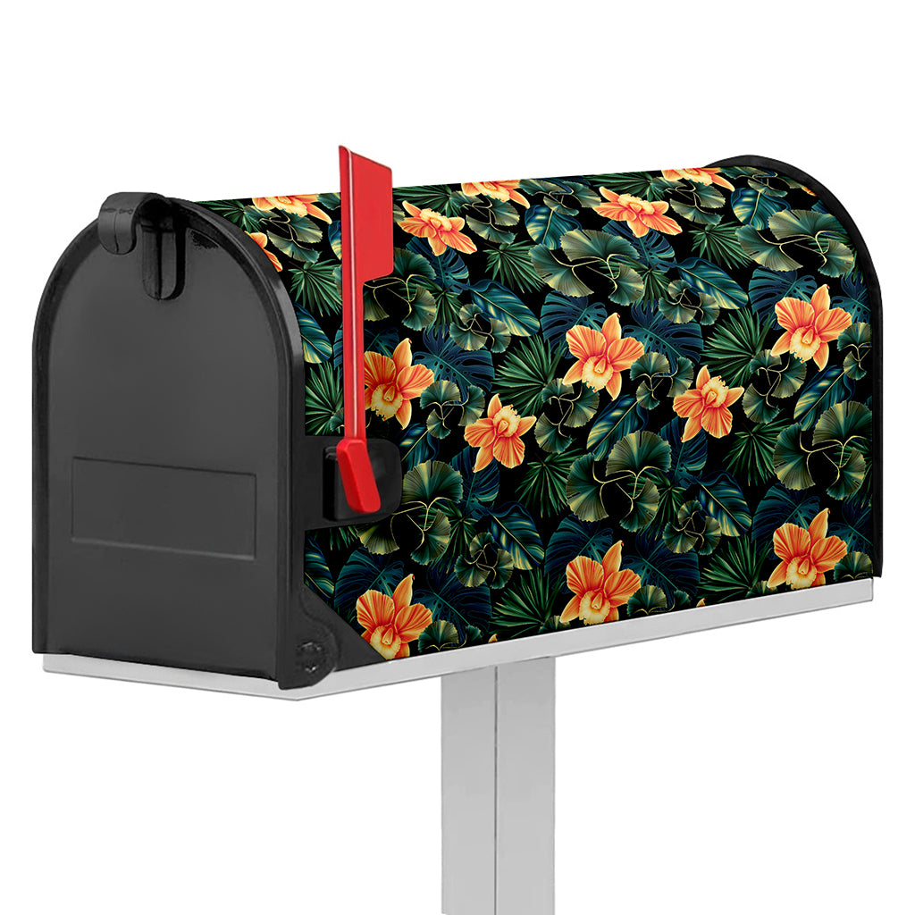 Tropical Leaf And Hawaiian Flower Print Mailbox Cover