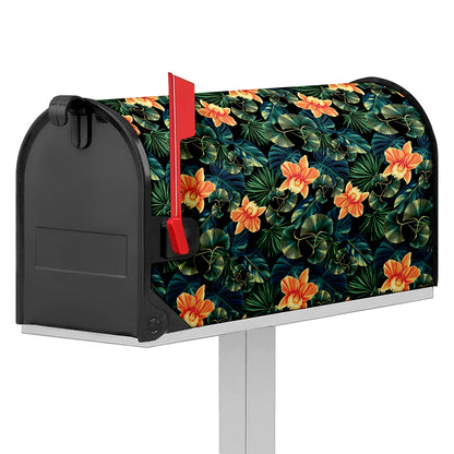 Tropical Leaf And Hawaiian Flower Print Mailbox Cover