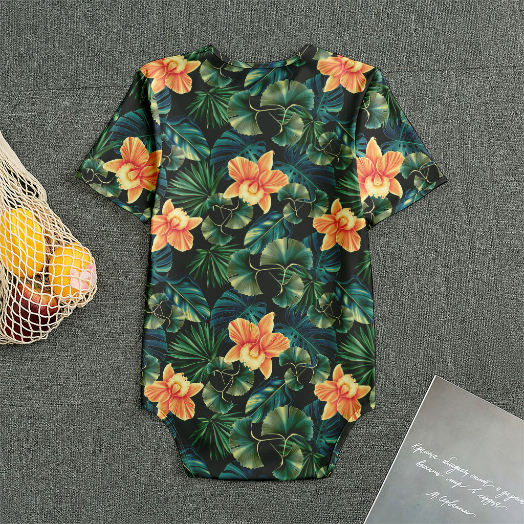 Tropical Leaf And Hawaiian Flower Print Men's Bodysuit