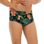 Tropical Leaf And Hawaiian Flower Print Men's Briefs
