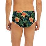 Tropical Leaf And Hawaiian Flower Print Men's Briefs