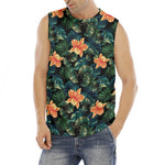 Tropical Leaf And Hawaiian Flower Print Men's Fitness Tank Top