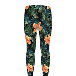 Tropical Leaf And Hawaiian Flower Print Men's leggings