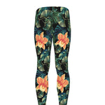 Tropical Leaf And Hawaiian Flower Print Men's leggings