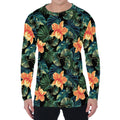 Tropical Leaf And Hawaiian Flower Print Men's Long Sleeve T-Shirt