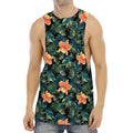 Tropical Leaf And Hawaiian Flower Print Men's Muscle Tank Top