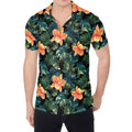 Tropical Leaf And Hawaiian Flower Print Men's Shirt