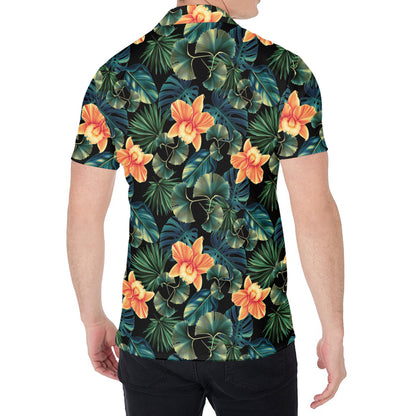 Tropical Leaf And Hawaiian Flower Print Men's Shirt