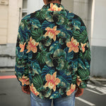 Tropical Leaf And Hawaiian Flower Print Men's Shirt Jacket