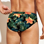 Tropical Leaf And Hawaiian Flower Print Men's Swim Briefs
