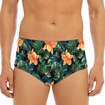 Tropical Leaf And Hawaiian Flower Print Men's Triangle Swim Briefs