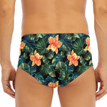 Tropical Leaf And Hawaiian Flower Print Men's Triangle Swim Briefs