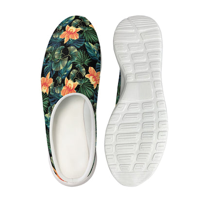 Tropical Leaf And Hawaiian Flower Print Mesh Casual Shoes