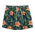Tropical Leaf And Hawaiian Flower Print Mesh Shorts