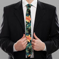 Tropical Leaf And Hawaiian Flower Print Necktie