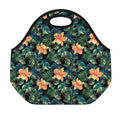 Tropical Leaf And Hawaiian Flower Print Neoprene Lunch Bag