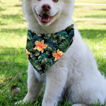 Tropical Leaf And Hawaiian Flower Print Over The Collar Dog Bandana