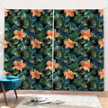 Tropical Leaf And Hawaiian Flower Print Pencil Pleat Curtains