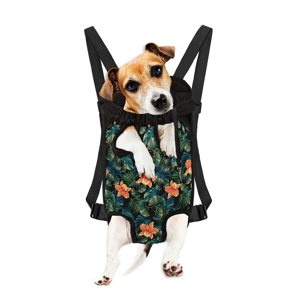 Tropical Leaf And Hawaiian Flower Print Pet Carrier Backpack