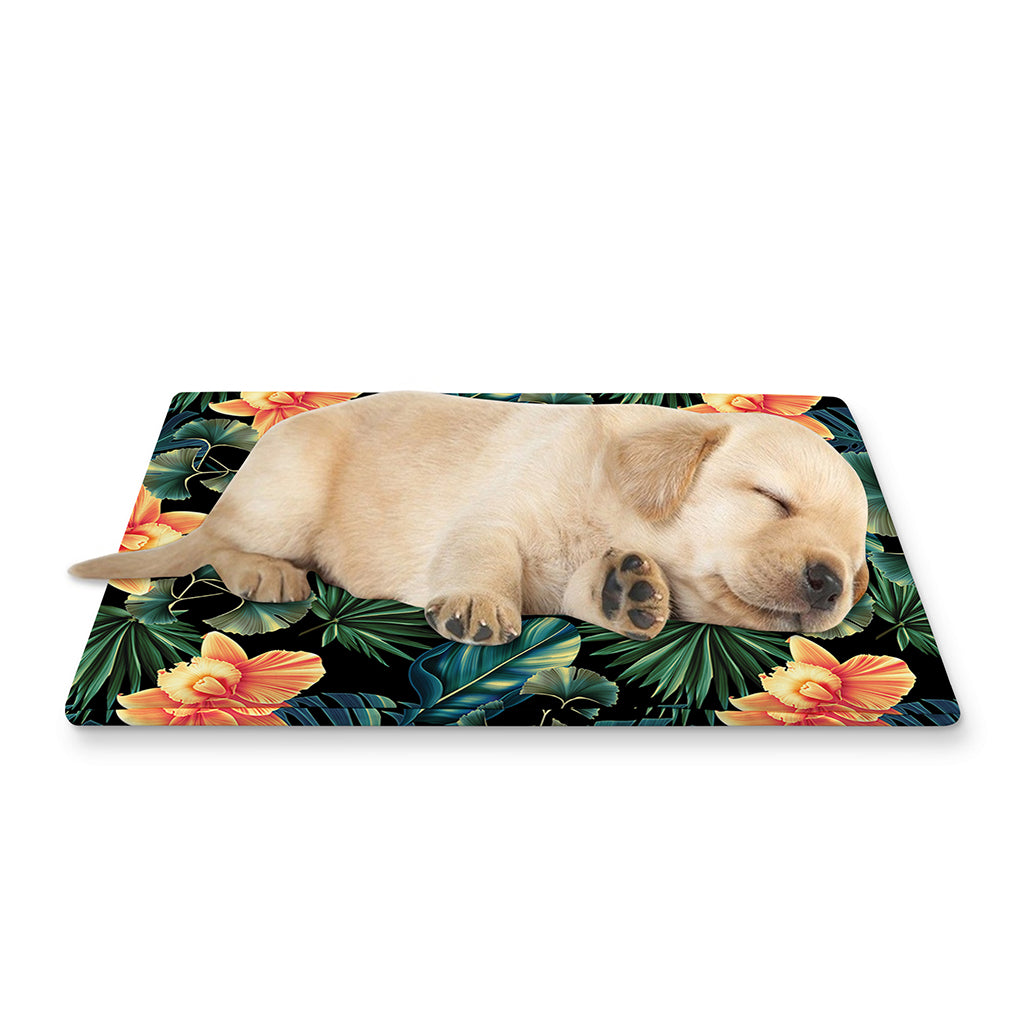 Tropical Leaf And Hawaiian Flower Print Pet Cooling Mat Cover