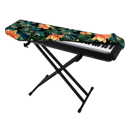 Tropical Leaf And Hawaiian Flower Print Piano Keyboard Cover