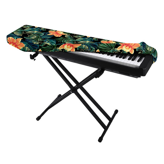 Tropical Leaf And Hawaiian Flower Print Piano Keyboard Cover