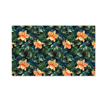 Tropical Leaf And Hawaiian Flower Print Polyester Flag