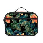 Tropical Leaf And Hawaiian Flower Print Portable Lunch Bag
