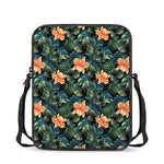Tropical Leaf And Hawaiian Flower Print Rectangular Crossbody Bag